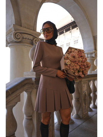 M872 Dress with inverted pleats - mocca