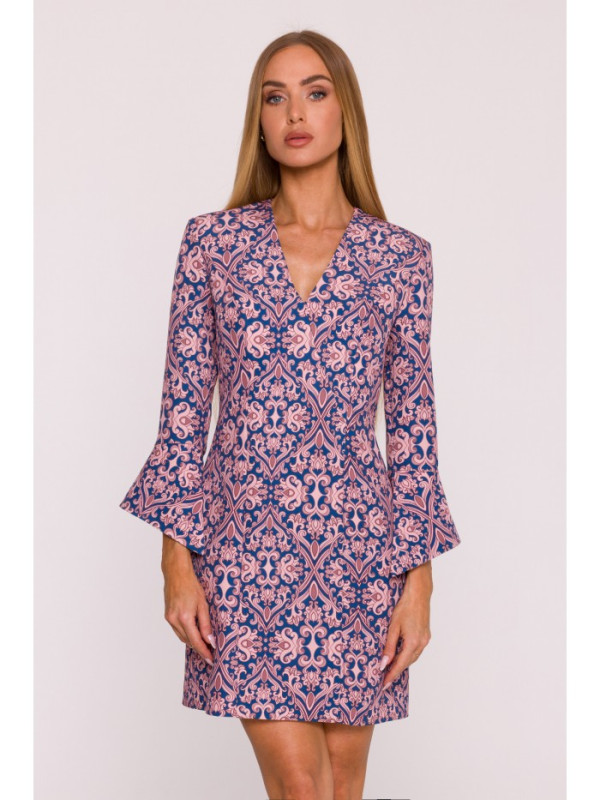 M877 Print dress with wide cuffs - model 3