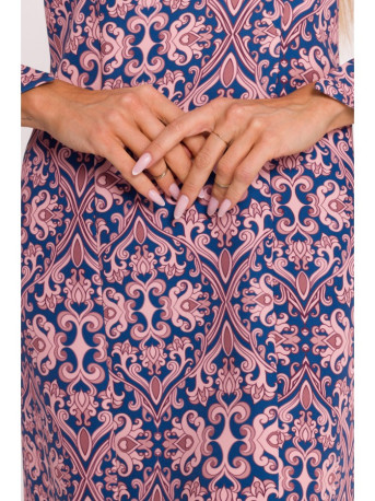 M877 Print dress with wide cuffs - model 3