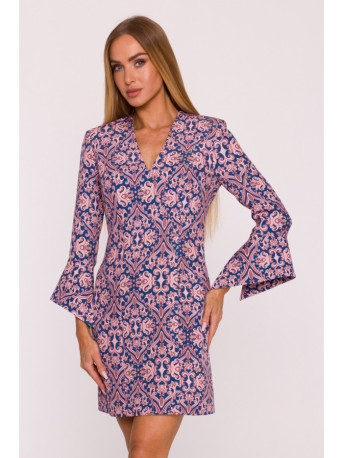 M877 Print dress with wide cuffs - model 3
