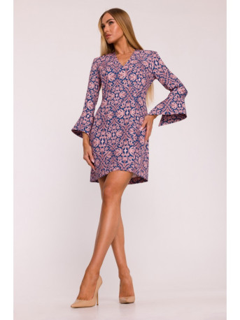 M877 Print dress with wide cuffs - model 3