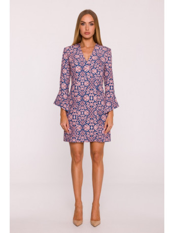 M877 Print dress with wide cuffs - model 3