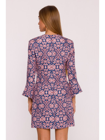 M877 Print dress with wide cuffs - model 3