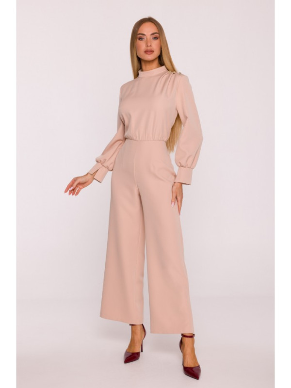 M879 Jumpsuit with stand-up collar - beige