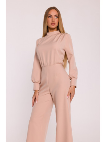 M879 Jumpsuit with stand-up collar - beige