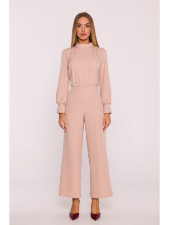 M879 Jumpsuit with stand-up collar - beige