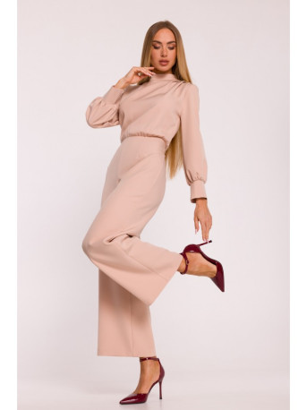 M879 Jumpsuit with stand-up collar - beige