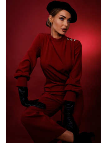 M879 Jumpsuit with stand-up collar - maroon
