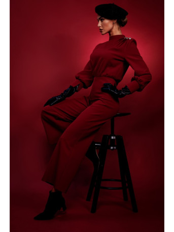 M879 Jumpsuit with stand-up collar - maroon