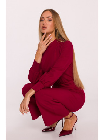 M879 Jumpsuit with stand-up collar - maroon