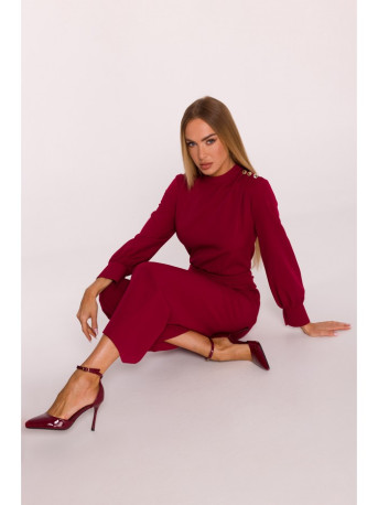 M879 Jumpsuit with stand-up collar - maroon