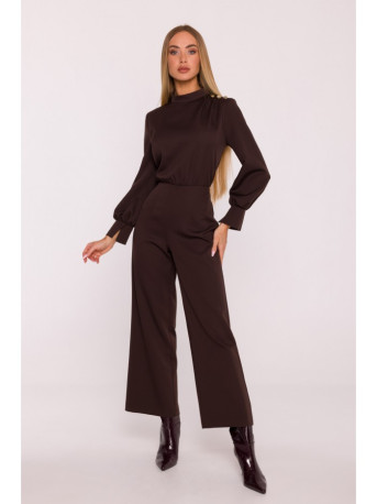 M879 Jumpsuit with stand-up collar - brown