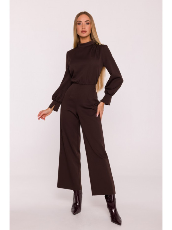M879 Jumpsuit with stand-up collar - brown
