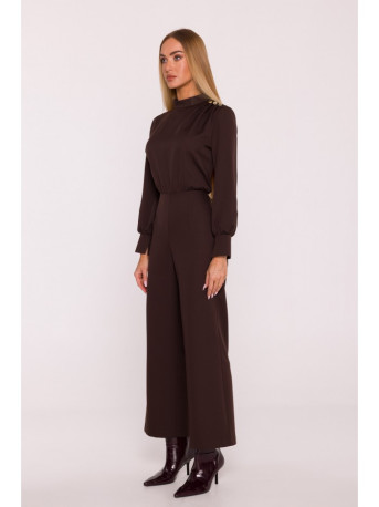 M879 Jumpsuit with stand-up collar - brown