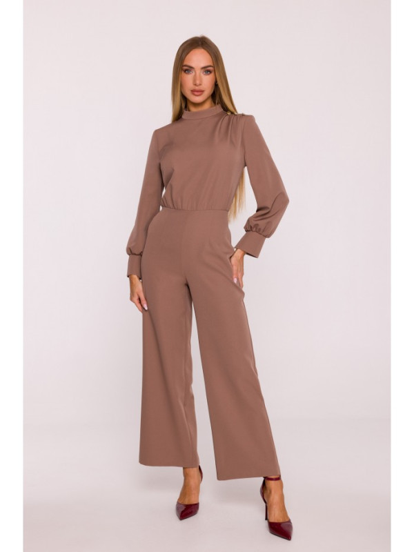 M879 Jumpsuit with stand-up collar - mocca