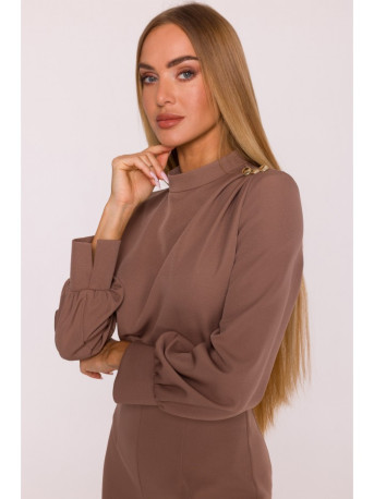 M879 Jumpsuit with stand-up collar - mocca