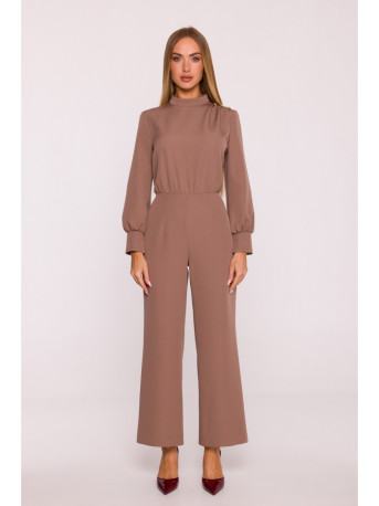 M879 Jumpsuit with stand-up collar - mocca