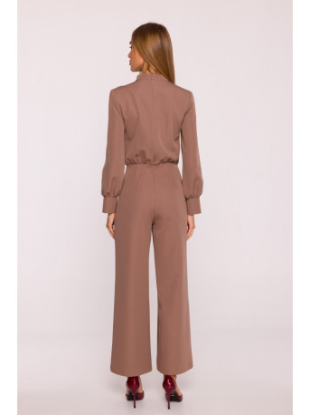 M879 Jumpsuit with stand-up collar - mocca