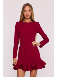 M880 Ruffled hem dress - maroon