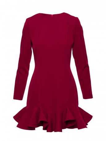 M880 Ruffled hem dress - maroon