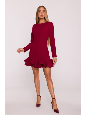M880 Ruffled hem dress - maroon
