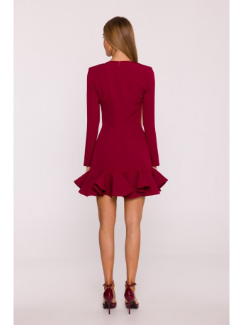 M880 Ruffled hem dress - maroon