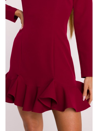 M880 Ruffled hem dress - maroon