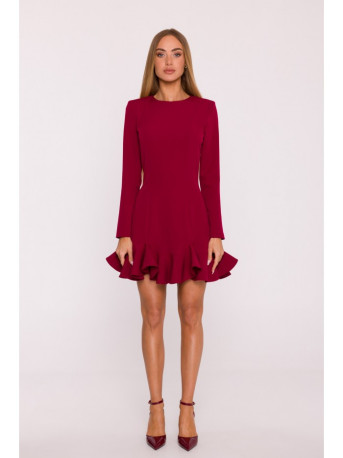 M880 Ruffled hem dress - maroon