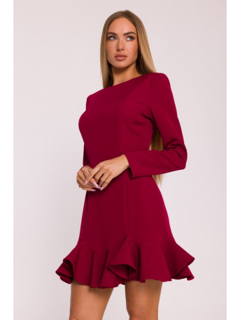 M880 Ruffled hem dress - maroon