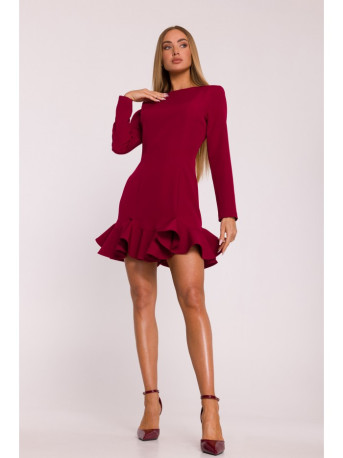 M880 Ruffled hem dress - maroon