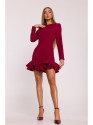 M880 Ruffled hem dress - maroon
