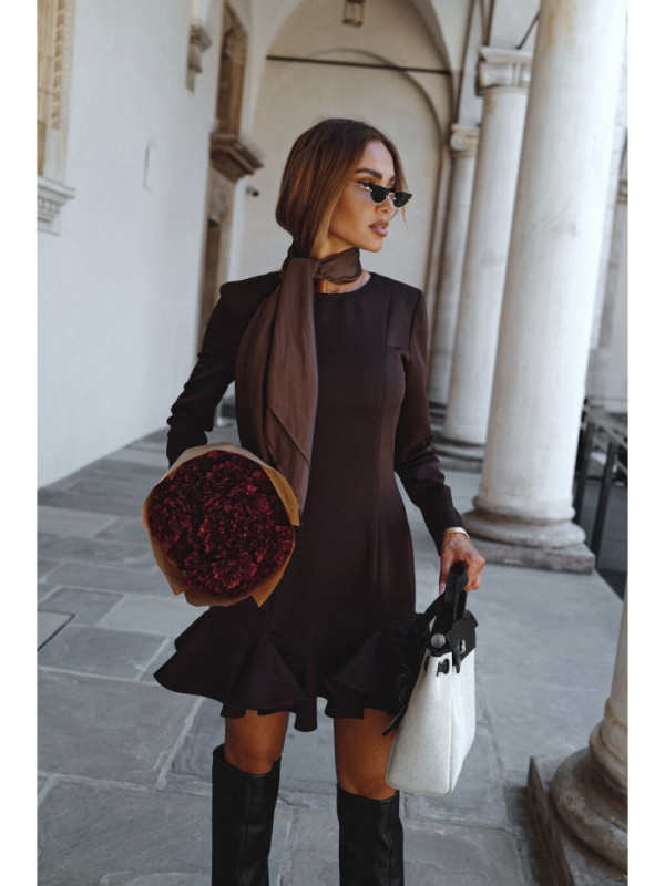 M880 Ruffled hem dress - brown