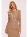 S412 Pencil dress with decorative shoulders - beige