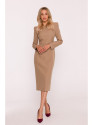 S412 Pencil dress with decorative shoulders - beige