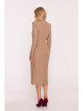 S412 Pencil dress with decorative shoulders - beige