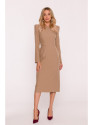 S412 Pencil dress with decorative shoulders - beige