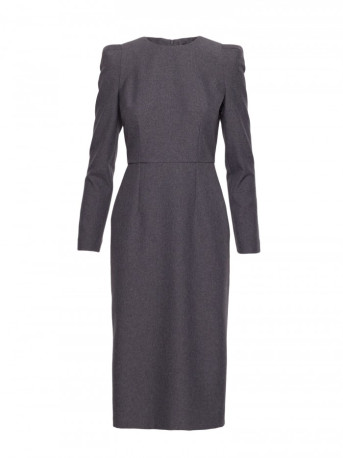 S412 Pencil dress with decorative shoulders - grey