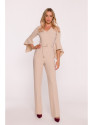 S416 Jumpsuit with ruffled sleeves - beige