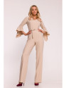 S416 Jumpsuit with ruffled sleeves - beige