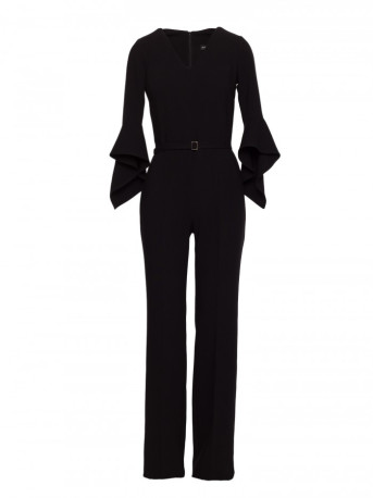 S416 Jumpsuit with ruffled sleeves - black
