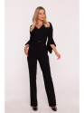 S416 Jumpsuit with ruffled sleeves - black