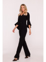 S416 Jumpsuit with ruffled sleeves - black