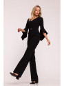 S416 Jumpsuit with ruffled sleeves - black