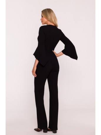 S416 Jumpsuit with ruffled sleeves - black