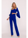 S416 Jumpsuit with ruffled sleeves - royal blue