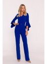 S416 Jumpsuit with ruffled sleeves - royal blue