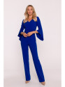 S416 Jumpsuit with ruffled sleeves - royal blue