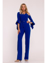 S416 Jumpsuit with ruffled sleeves - royal blue