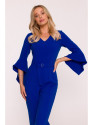S416 Jumpsuit with ruffled sleeves - royal blue