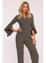 S416 Jumpsuit with ruffled sleeves - khaki